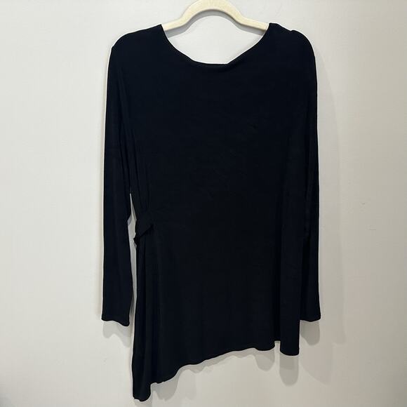 Chico's Travelers Womens X Large Black Slinky Stretch Asymmetric Top Size 3 - Picture 4 of 7